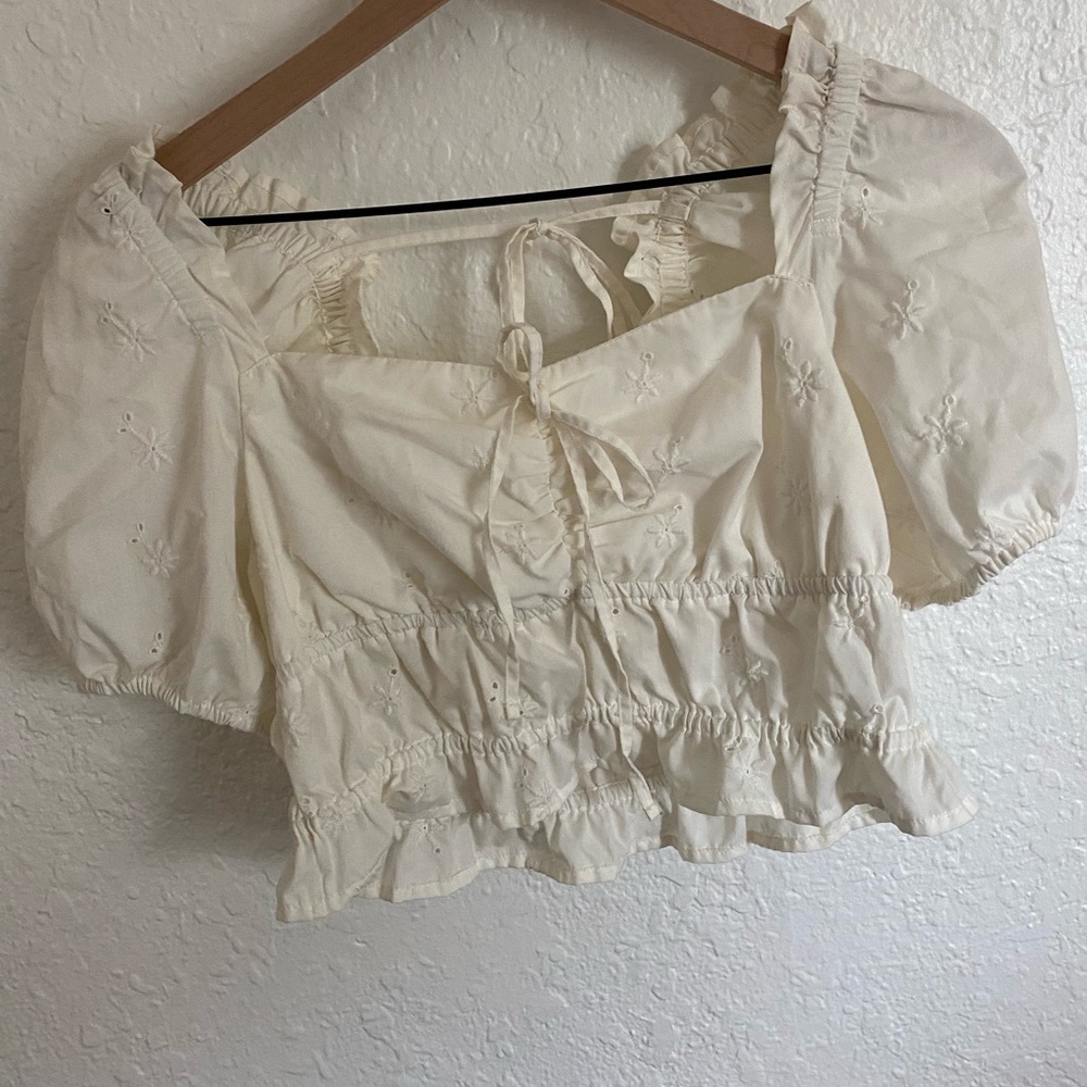 White tie Blouse Crop
